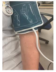 Upper arm blood pressure monitor for the home