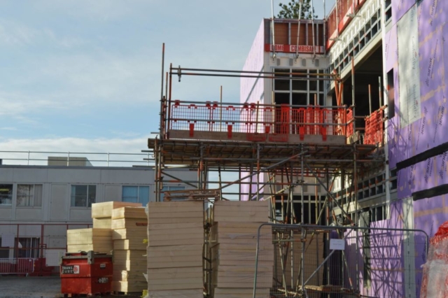 Building work to install the lift in the new Maple Centre